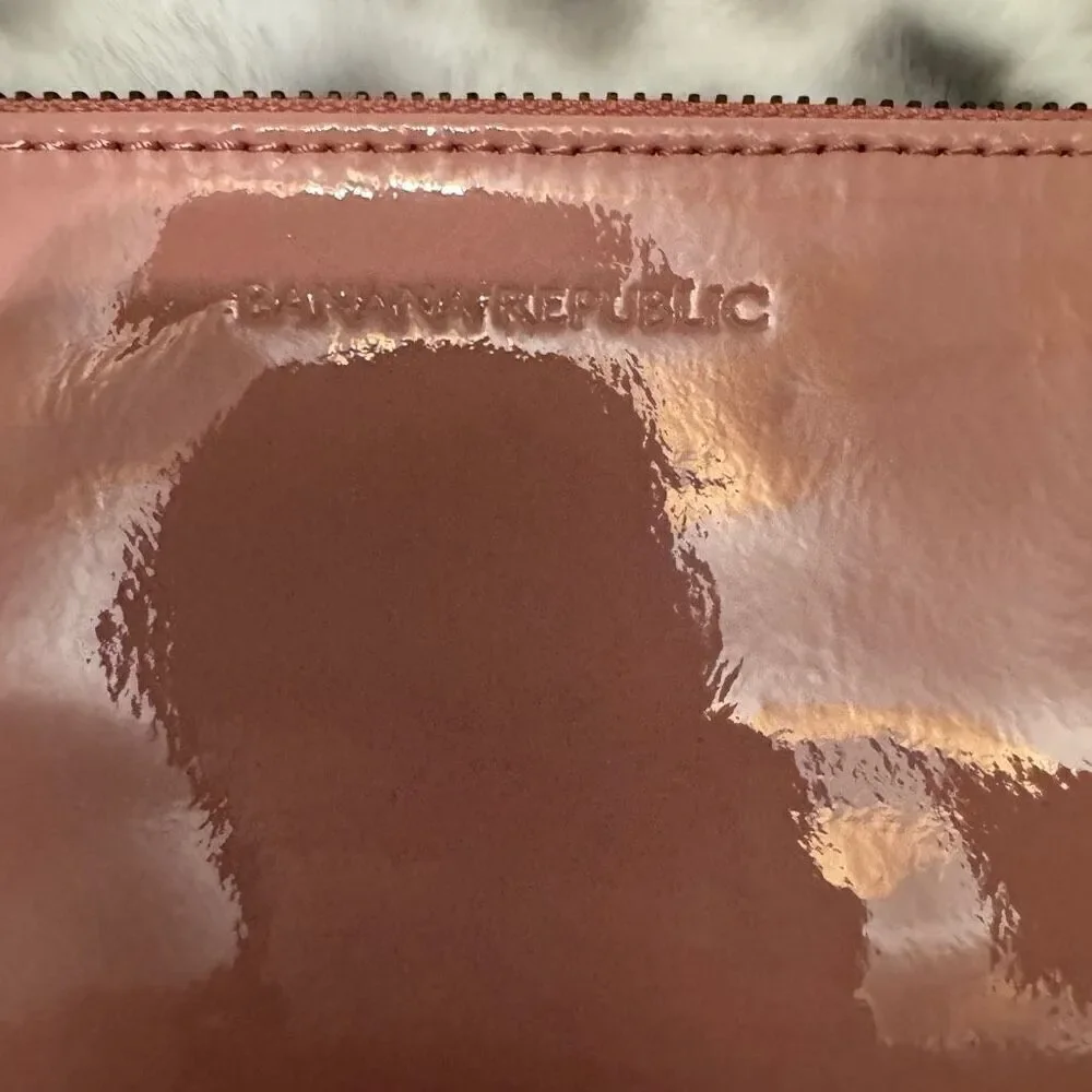 Banana Republic blush pink patent leather oversized clutch 12x8.5”